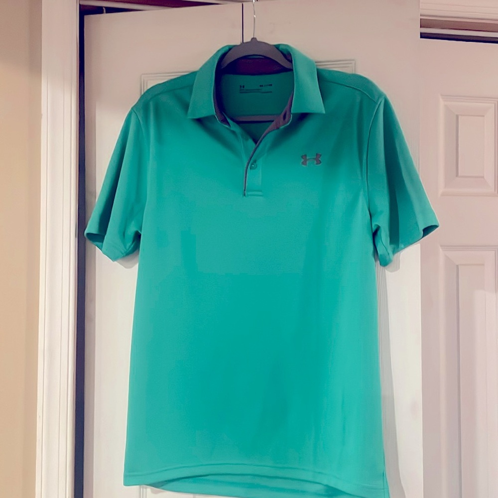 Under Armour Kelly Green Heat Gear Collared Shirt - Loose Fit - Small